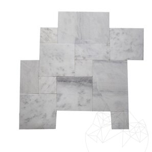 Set modello francese in marmo bianco New York, sabbiato e spazzolato, 1.2 cm