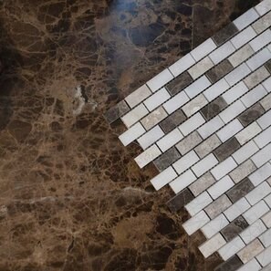 Mosaico di marmo Mix Lucidato, 3,2 x 1,5 cm (Emperador/Tundra/Mugla)