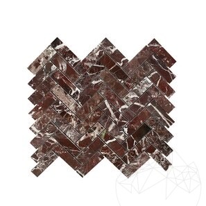 Mosaico di marmo Rosso Levanto Chevron Polisat
