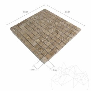 Mosaico di Travertino Latte Lucido, 2,3 x 2,3 cm