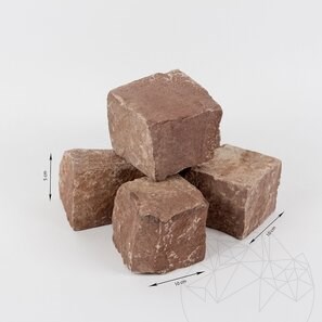 Pietra cubica arenaria rossa Vidin Natur, 10 x 10 x 5 cm
