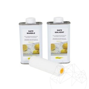 Kit professionale "Safe Marble", 100 ML: protezione anticorrosiva (limone, vino, succo di frutta, aceto ecc.) per la pietra naturale lucidata
