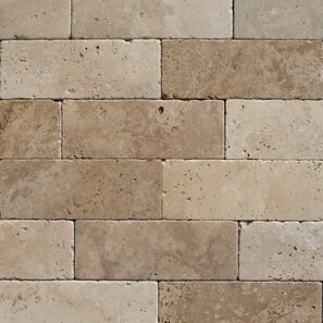 Travertino burattato classico a taglio incrociato, 7,5 x 20,3 x 1 cm