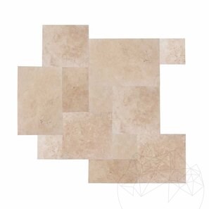 Travertino Classic Cross Cut French Pattern Set Spazzolato, 1,2 cm