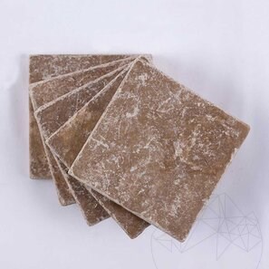 Travertino Noce Cross Cut Anticato, 10 x 10 x 1 cm