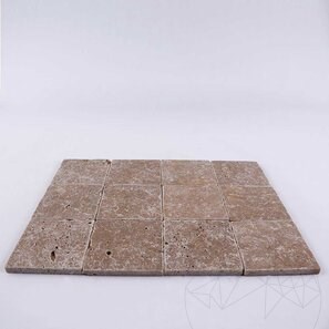 Travertino Noce Cross Cut Anticato, 10 x 10 x 1 cm