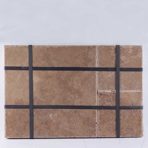 Travertino Walnut Cross Cut French Pattern Set Spazzolato e Daltuito, 1,2 cm