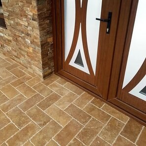 Travertino Noce Cross Cut Spazzolato e Daltuit, 30,5 x 15,2 x 3 cm