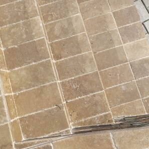 Travertino Noce Cross Cut Spazzolato e Daltuit, 30,5 x 15,2 x 3 cm