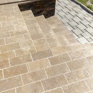 Travertino Noce Cross Cut Spazzolato e Daltuit, 30,5 x 15,2 x 3 cm