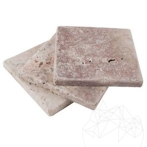 Travertino rosso Opium Cross Cut burattato 10 x 10 x 1 cm