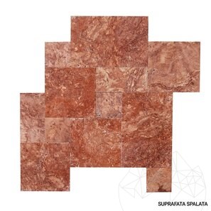 Travertino rosso Opium Cross Cut burattato con motivo francese 1,2 cm