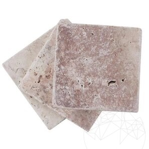 Travertino rosso Opium Cross Cut burattato 10 x 10 x 1 cm