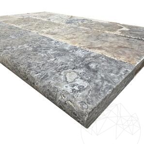 Cordolo in travertino Silver Standard anticato Cross Cut 3 x 15 x 61 cm