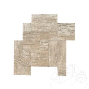 Striato Travertine French Pattern Set Tumbled, 3 cm 