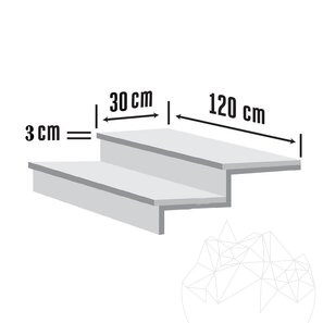 Scalino in Marmo Rosalina Lucido, 120 x 30 x 3 cm