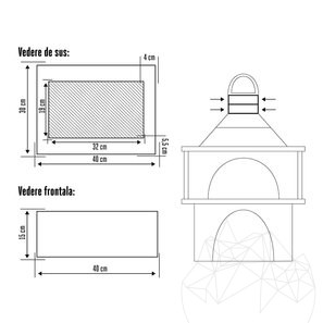 Corno di prolunga per forno + barbecue da giardino mediterraneo - 15 cm (40 x 30 cm, pietra decorativa Kavala, cemento armato)
