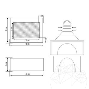 Corno di prolunga per forno + barbecue tradizionale da giardino - 15 cm (40 x 30 cm, pietra poligonale verde Laguna, cemento armato)