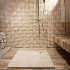 Piatto doccia in travertino classico ULTRA FLAT, 90 x 90 x 3 cm