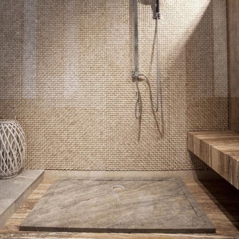 Piatto doccia in travertino argento ULTRA FLAT, 120 x 80 x 3 cm