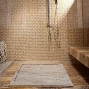 Piatto doccia in travertino Latte ULTRA FLAT, 90 x 90 x 3 cm