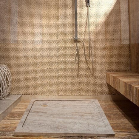 Piatto doccia in travertino Latte ULTRA FLAT, 90 x 90 x 3 cm