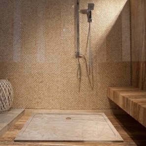 Piatto doccia ULTRA FLAT in travertino latteo, 120 x 80 x 3 cm