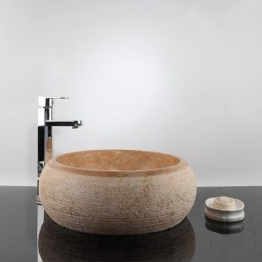 Bathroom Sink - Yellow Travertine RS-24, 42 x 15 cm