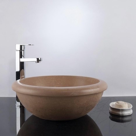 Lavabo in travertino Matia Latte RS-19, 41 x 16 cm