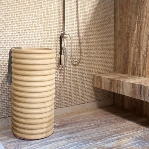 Lavabo classico in travertino Tao SP-23, 42 x 82 cm