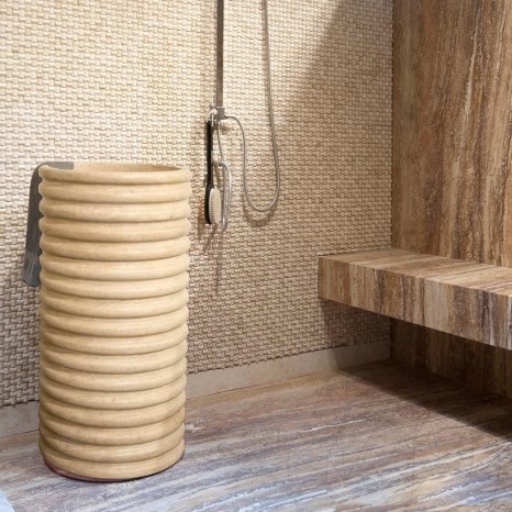 Lavabo classico in travertino Tao SP-23, 42 x 82 cm