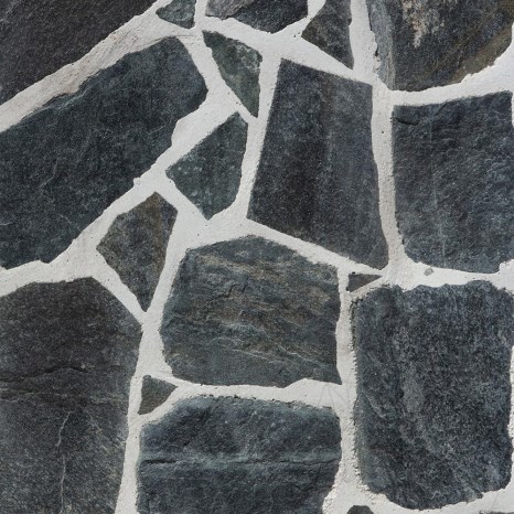 Forno tradizionale da giardino (Carbone/Legno, 170 x 120 x 145 cm, pietra poligonale verde Laguna, mattone)