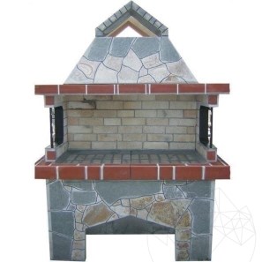Gradina Traditional Large Barbecue con sistema grill (Carbone/Legno, 153x75x210 cm, pietra poligonale, mattone)