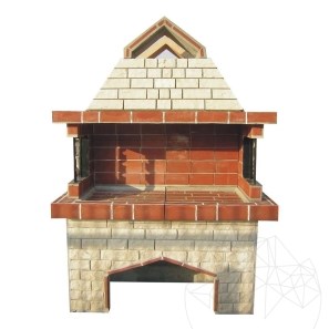 Barbecue da giardino Mediteraneo Mare (Carbone/Legno, 153x75x210 cm, pietra naturale Vratza, mattone)