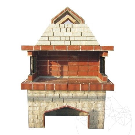 Barbecue da giardino Mediteraneo Mare (Carbone/Legno, 153x75x210 cm, pietra naturale Vratza, mattone)