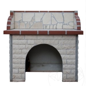 Tavolo da barbecue mediterraneo (115x120x60 cm, 450 kg, pietra naturale di Vratza, mattone)