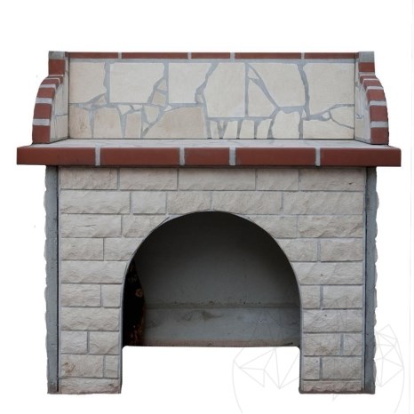 Tavolo da barbecue mediterraneo (115x120x60 cm, 450 kg, pietra naturale di Vratza, mattone)