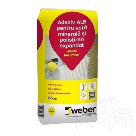 Adesivo bianco per lana minerale e polistirene espanso - Weber R40 max
