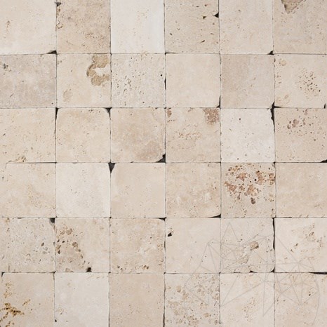 Travertino classico a croce anticato, 10 x 10 x 1 cm - Economy