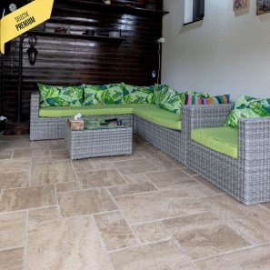 Travertino Latte PREMIUM Set di motivi francesi spazzolati e intagliati, 1,2 cm