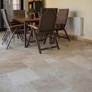 Travertino Classic Cross Cut French Pattern Set Spazzolato, 1,2 cm
