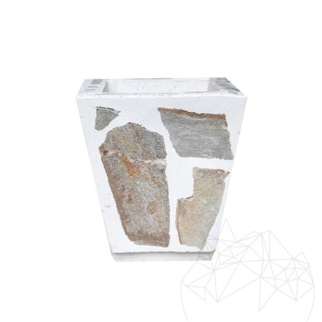 Fioriera rustica in cemento 30x40 cm - Placcata con pietra poligonale di Rhodos | Ideale per fiori in giardino, terrazza