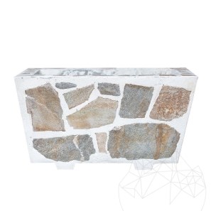 Fioriera rustica in cemento, 30x60 cm - Placcata con pietra poligonale di Rhodos | Ideale per fiori in giardino, terrazza
