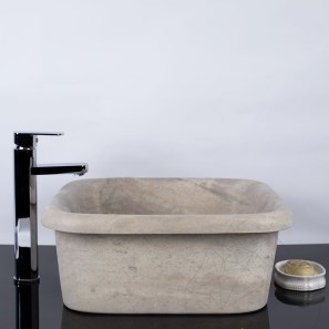 Arco Travertino Kashmir lavello KS-025 SCAS2, 47 x 47 x 19 cm