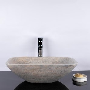 Lavello Matia in travertino argento BRTA, 50 x 40 x 13 cm