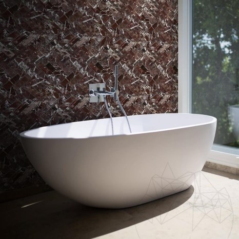 Mosaico di marmo Rosso Levanto Chevron Polisat