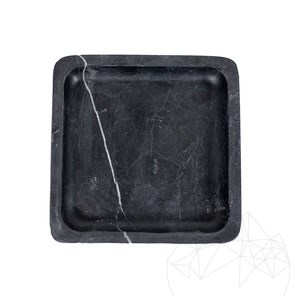 Vassoio quadrato in marmo nero, 15 x 15 x 2.5 cm