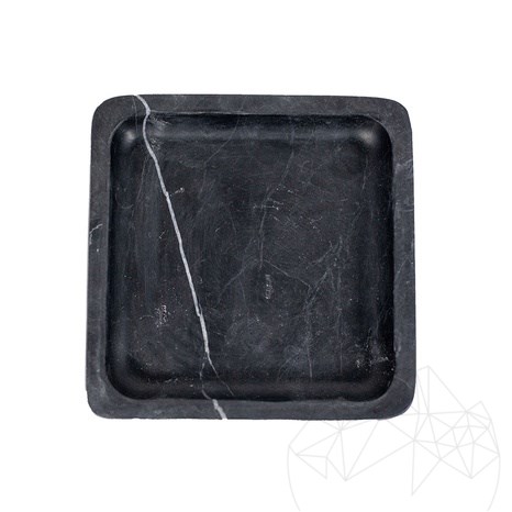 Vassoio quadrato in marmo nero, 15 x 15 x 2.5 cm