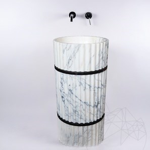 Lavandino Bagno - TAO Marmo Rigato Arabescato Oro, 42 x 85 cm