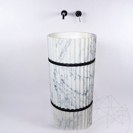Lavandino Bagno - TAO Marmo Rigato Arabescato Oro, 42 x 85 cm